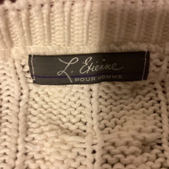 L. Etienne Pour Homme Men’s Cable Crewneck Cotton Sweater Made USA size XL Tall - Picture 9 of 9